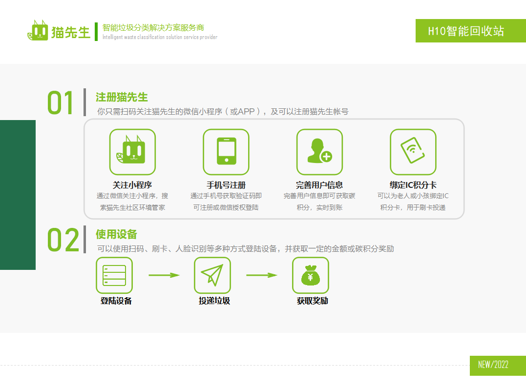 貓先生智能再生資源回收站，廢舊物資回收站，智能再生資源回收箱使用流程，社區垃圾分類站生產廠家
