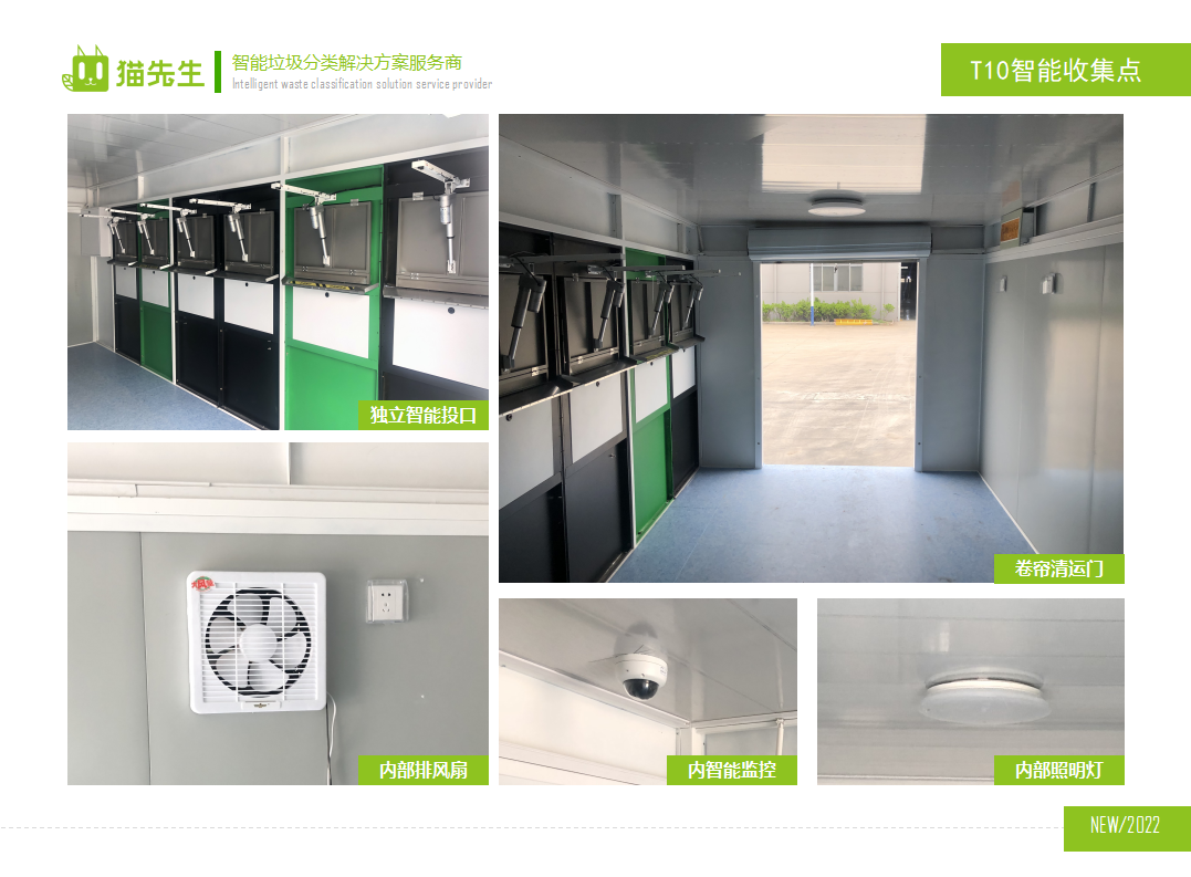 貓先生智能垃圾分類房，定時定點垃圾收集站 ，垃圾房內部配置